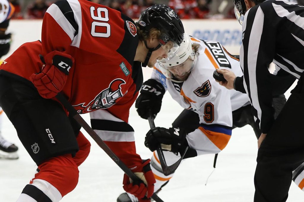 Binghamton Devils vs Lehigh Valley Phantoms Suspended After First Period -  All About The Jersey