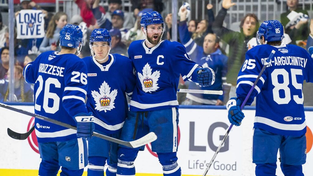 Marlies find footing, rally to knock off Comets in opener