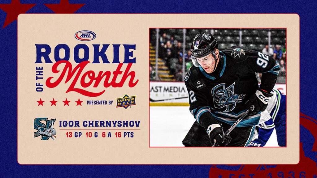 Barracuda’s Chernyshov named Rookie of the Month for November | TheAHL.com