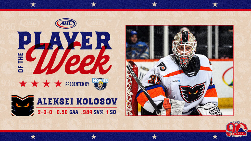 Phantoms’ Kolosov named AHL Player of the Week | TheAHL.com