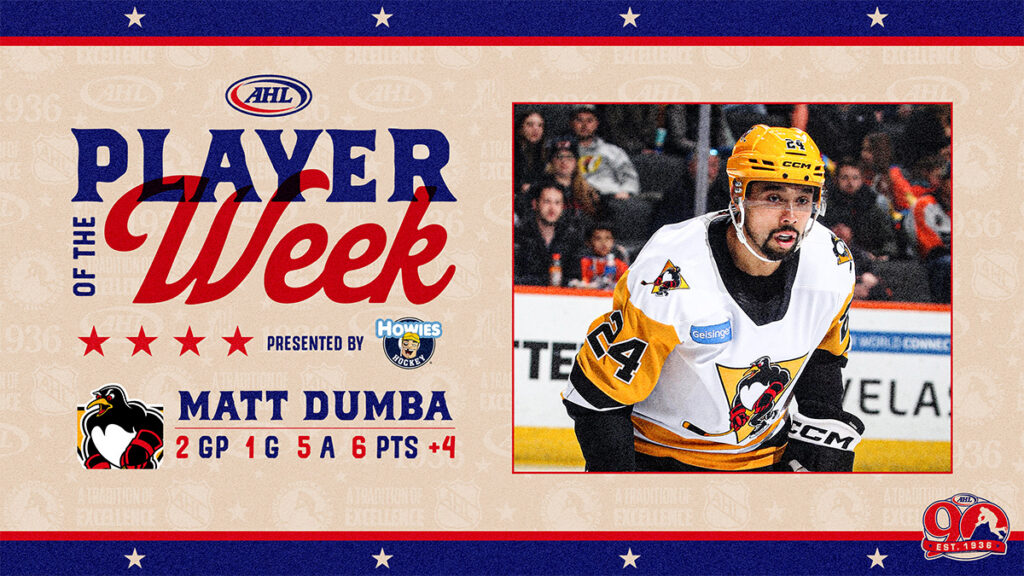 Penguins’ Dumba named AHL Player of the Week
